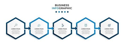 Infografik-Designvorlage mit Symbolen und 5 Optionen oder Schritten vektor