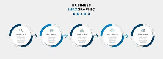 Infografik-Designvorlage mit Symbolen und 5 Optionen oder Schritten vektor