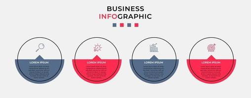 Infografik-Designvorlage mit Symbolen und 4 Optionen oder Schritten vektor