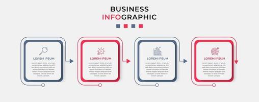 Infografik-Designvorlage mit Symbolen und 4 Optionen oder Schritten vektor