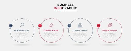 Infografik-Designvorlage mit Symbolen und 4 Optionen oder Schritten vektor