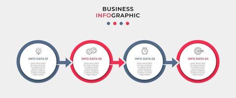 Infografik-Designvorlage mit Symbolen und 4 Optionen oder Schritten vektor