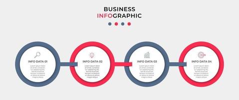 Infografik-Designvorlage mit Symbolen und 4 Optionen oder Schritten vektor