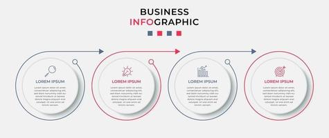 Infografik-Designvorlage mit Symbolen und 4 Optionen oder Schritten vektor