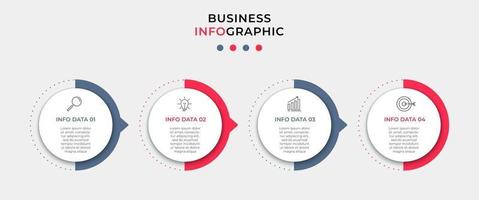 Infografik-Designvorlage mit Symbolen und 4 Optionen oder Schritten vektor