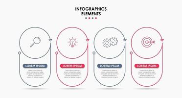 Infografik-Designvorlage mit Symbolen und 4 Optionen oder Schritten vektor