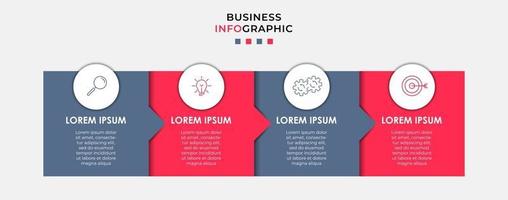 Infografik-Designvorlage mit Symbolen und 4 Optionen oder Schritten vektor