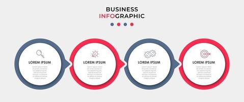 Infografik-Designvorlage mit Symbolen und 4 Optionen oder Schritten vektor