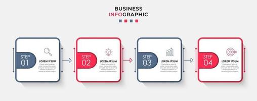 Infografik-Designvorlage mit Symbolen und 4 Optionen oder Schritten vektor