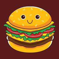 süßer Burger-Charakter im flachen Design-Stil vektor