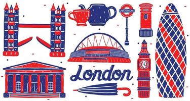 Londoner Wahrzeichen im flachen Design-Stil