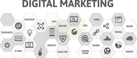 digitalt marknadsföringskoncept. infografiskt diagram med ikoner. vektor