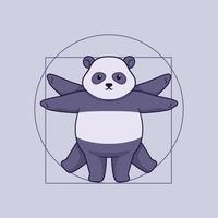 söt panda vitruvian illustration koncept vektor
