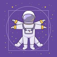 vitruvian illustration, astronaut rymd koncept vektor