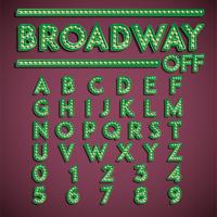 &quot;Broadway&quot; fontset mit Lampen, Vektorillustration vektor