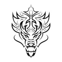 svartvitt streckkonst av drakehuvudet. vektor