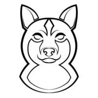 Schwarz-Weiß-Linienkunst von Shiba-Hundekopf. vektor