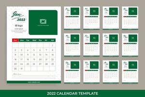 2022 flacher Tischkalender vektor