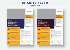 välgörenhetsblad mall, liv välgörenhets existens marknadsföring, flygblad design vektor