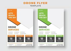 Drohnen-Flyer-Vorlage, lass uns den Himmels-Drohnen-Flyer erreichen vektor