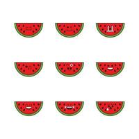 Wassermelone Symbol einstellen Vektor Emoticon.