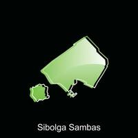 Sibolga Sambas Stadt Karte von Norden Sumatra Provinz National Grenzen, wichtig Städte, Welt Karte Land Vektor Illustration Design Vorlage