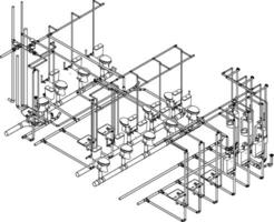 3d illustration av byggnad rör vektor