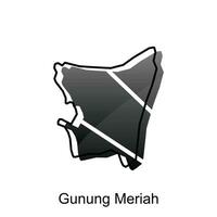 gunung Merah Stadt Karte von Norden Sumatra Provinz National Grenzen, wichtig Städte, Welt Karte Land Vektor Illustration Design Vorlage