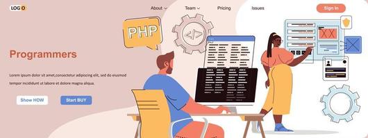 programmerare webbbanner för reklammaterial för sociala medier vektor