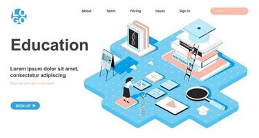 utbildning isometrisk koncept för målsida vektor