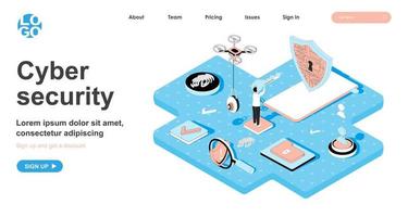 Isometrisches Konzept der Cybersicherheit für die Landing Page vektor