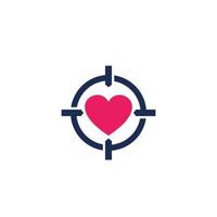 Dating-App-Vektorlogo, Liebessuche, Herz und Fadenkreuz vektor