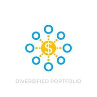 diversifiziertes Portfolio-Symbol auf weiß vektor