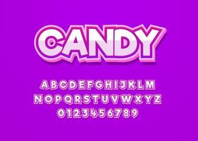 Süßigkeitsspaß-Vektorschriftart mit Großbuchstaben und Ziffernnummer
