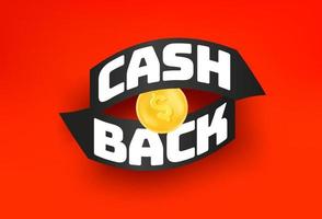 Cashback rotes Banner mit Pfeilen und Gol-Münze vektor