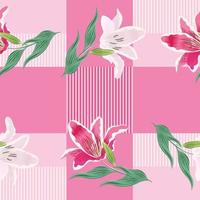 sömlösa mönster lilja blommor på rosa pastell bakgrund. vektor