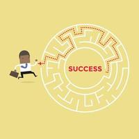 afrikansk affärsman som går till framgång i en labyrint. vektor