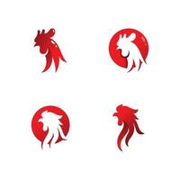Hahn-Logo-Hühnerkopf-Symbol und Symboldesign-Vorlage vektor