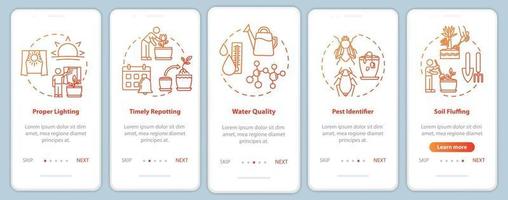 Blumen fürsorglich Onboarding mobiler App-Seitenbildschirm mit Konzepten vektor