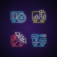Life-Simulator-Spieltypen Neonlichtsymbole gesetzt icons vektor