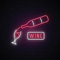 Neon-Wein-Schild. vektor