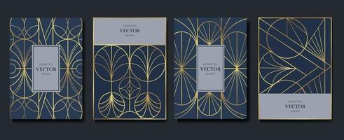 Luxuseinladungskartendesign mit Art-Deco-Musterhintergrundvektor