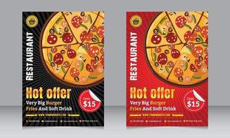restaurang reklamblad, pizzabutik reklamblad, affisch, mat reklamblad vektor