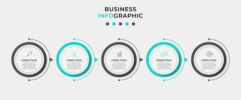 Infografik-Designvorlage mit Symbolen und 5 Optionen oder Schritten vektor