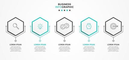 Infografik-Designvorlage mit Symbolen und 5 Optionen oder Schritten vektor