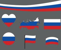 Russland Flagge Karte Band Herz Symbol Vektor Illustration Abstraktes Design