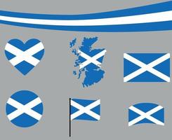 Schottland-Flagge-Karte-Band und Herzsymbole Vektor-Illustration abstrakt vektor