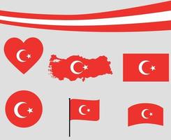 Türkei Flagge Karte Band Herz Symbol Vektor Illustration abstraktes Design