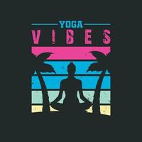 illustration av yoga och strandparadis t-shirtdesign. vektor