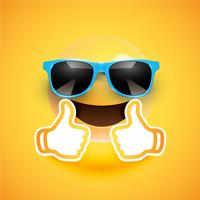 Realistischer Emoticon mit Sonnenbrille und Daumen oben, Vektorillustration vektor